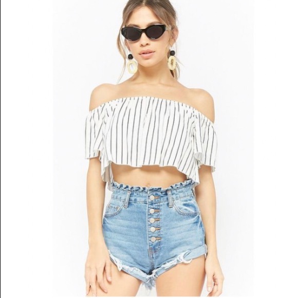 Pants - Button-up Paperbag Jean Shorts